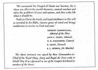 Figure 7.12. Statement of faith in Christ and the Bible by
leaders of the armed forces in WW2. Source: Church of England
Newspaper, 1945.