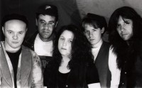 The Electrics c 1995 (l-r Sammy Horner, Paul Baird, Heather
Negus, Kris McEwan, Davie McArthur)